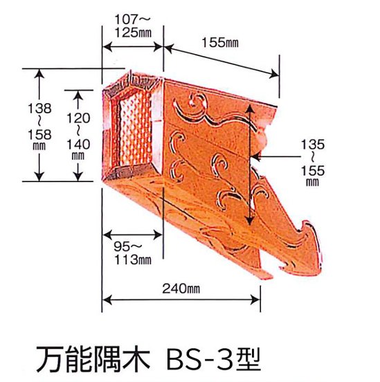 万能金具 万能隅木 純銅製 BS-3型 10個入（1箱）画像