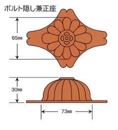 万能金具 ボルト隠し兼正座 純銅製 120個入（1箱）の画像