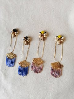 Beads fringe Vintage Earrings画像