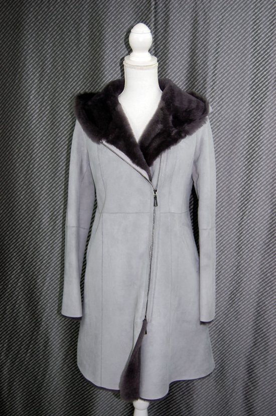 ムートン　ダブルフェイスフーディーコート画像