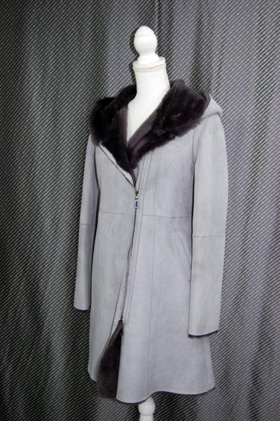 ムートン　ダブルフェイスフーディーコート画像