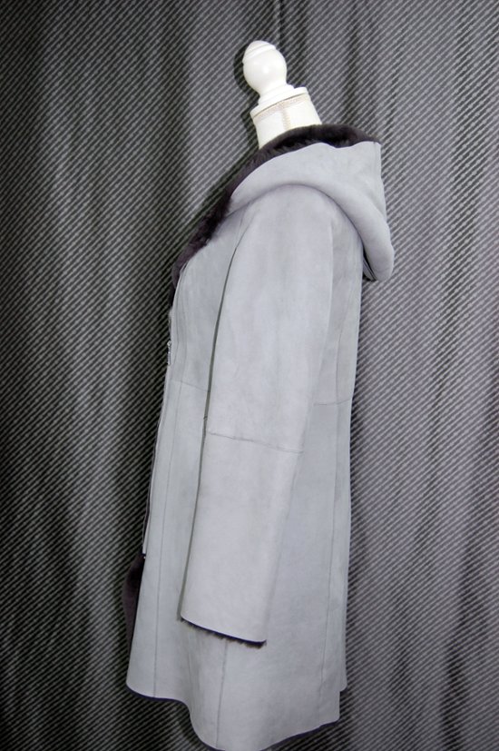 ムートン　ダブルフェイスフーディーコート画像