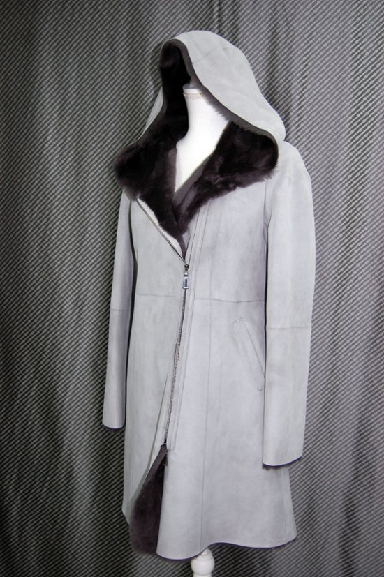 ムートン　ダブルフェイスフーディーコート画像