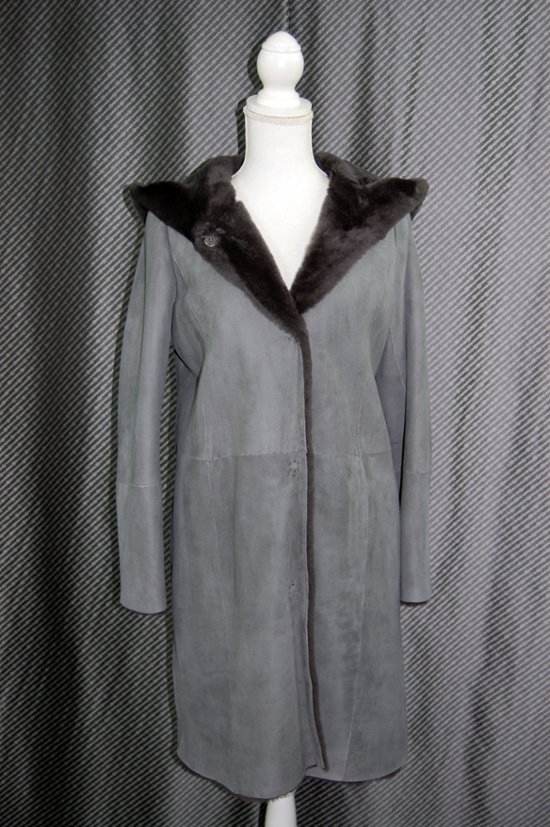 ムートン　ダブルフェイスフーディーコート画像