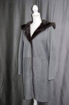 ムートン　ダブルフェイスフーディーコート画像