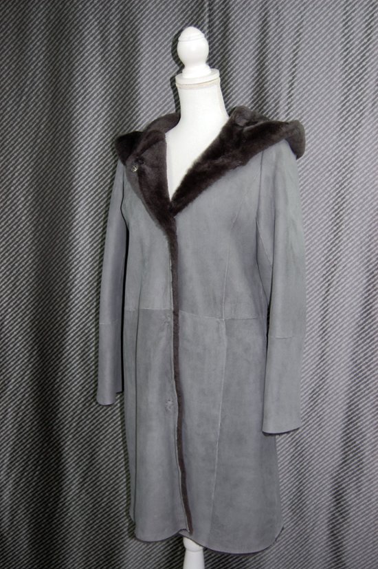 ムートン　ダブルフェイスフーディーコート画像