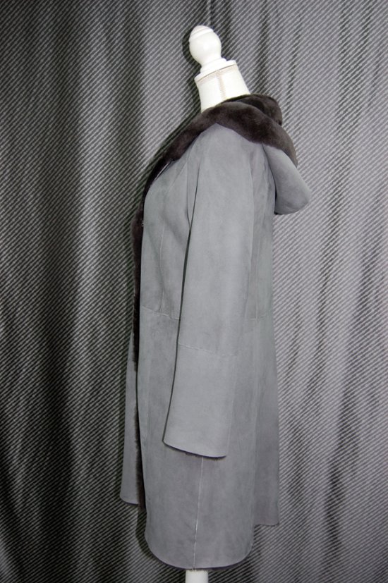 ムートン　ダブルフェイスフーディーコート画像