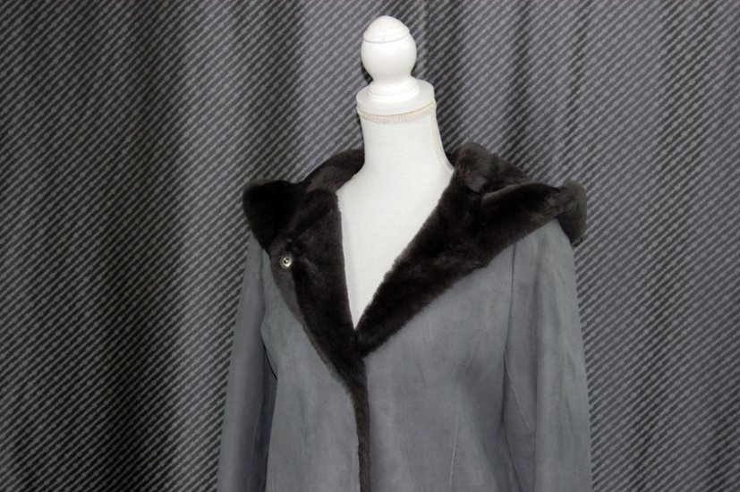 ムートン　ダブルフェイスフーディーコート画像