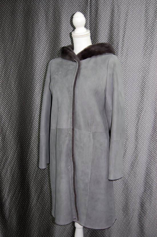 ムートン　ダブルフェイスフーディーコート画像