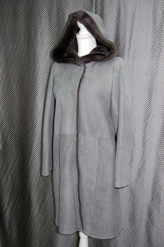 ムートン　ダブルフェイスフーディーコート画像