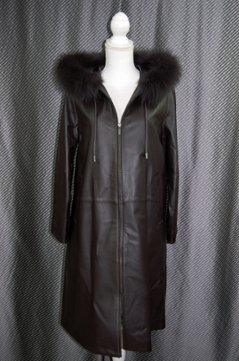 ラムレザー　フーディーコート　Foxトリムの画像