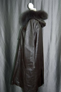 ラムレザー　フーディーコート　Foxトリム画像