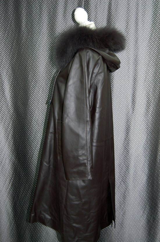 ラムレザー　フーディーコート　Foxトリム画像