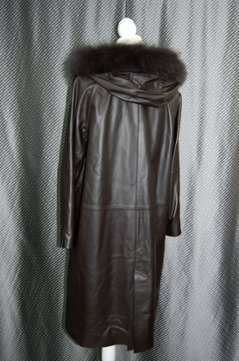 ラムレザー　フーディーコート　Foxトリム画像