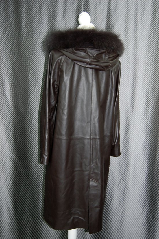 ラムレザー　フーディーコート　Foxトリム画像