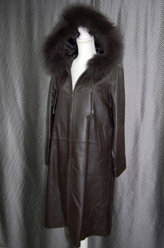 ラムレザー　フーディーコート　Foxトリム画像