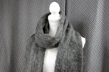 ウール＆モヘヤ混　ロングマフラー　シルバーフォックストリム画像