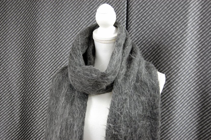 ウール＆モヘヤ混　ロングマフラー　シルバーフォックストリム画像