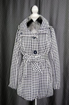 BALMAIN　千鳥柄フーディーダウンコート　Rexカラー付の画像