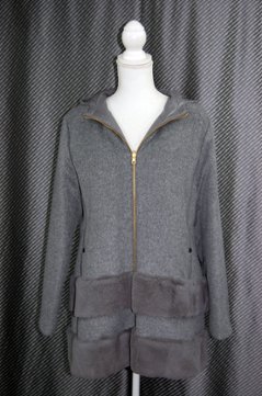 レッキスファー使い　ウール混＆ダウンリバーシブルフーディーコートの画像