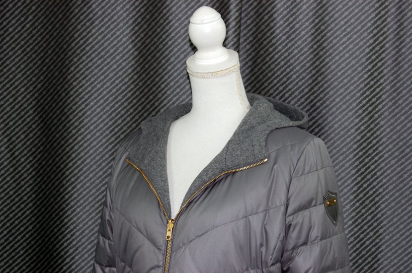 レッキスファー使い　ウール混＆ダウンリバーシブルフーディーコート画像