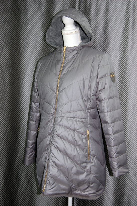 レッキスファー使い　ウール混＆ダウンリバーシブルフーディーコート画像