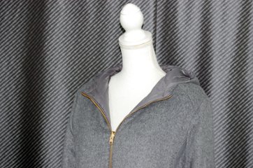 レッキスファー使い　ウール混＆ダウンリバーシブルフーディーコート画像