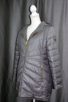 レッキスファー使い　ウール混＆ダウンリバーシブルフーディーコート画像