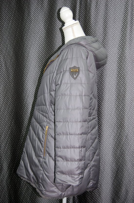 レッキスファー使い　ウール混＆ダウンリバーシブルフーディーコート画像