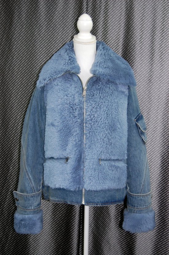 ムートン＆デニム　ダウンジャケット画像
