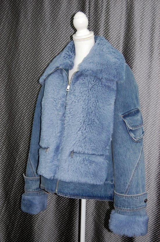 ムートン＆デニム　ダウンジャケット画像