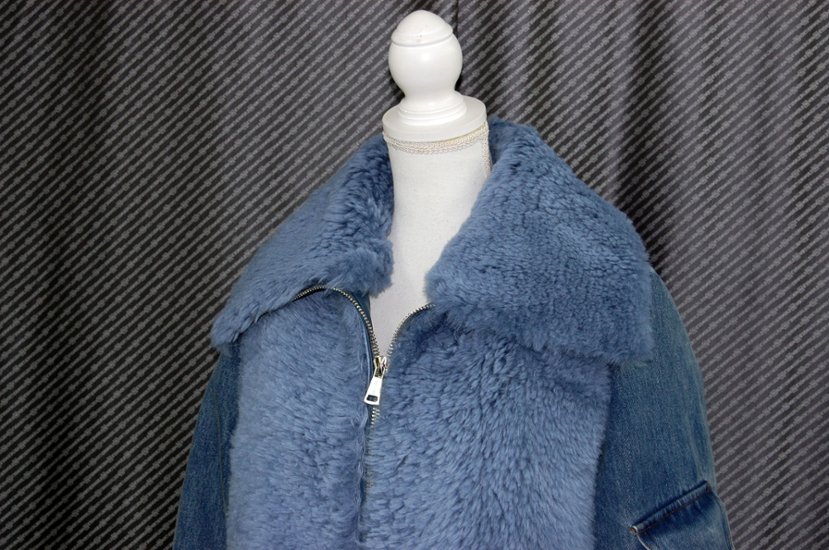 ムートン＆デニム　ダウンジャケット画像