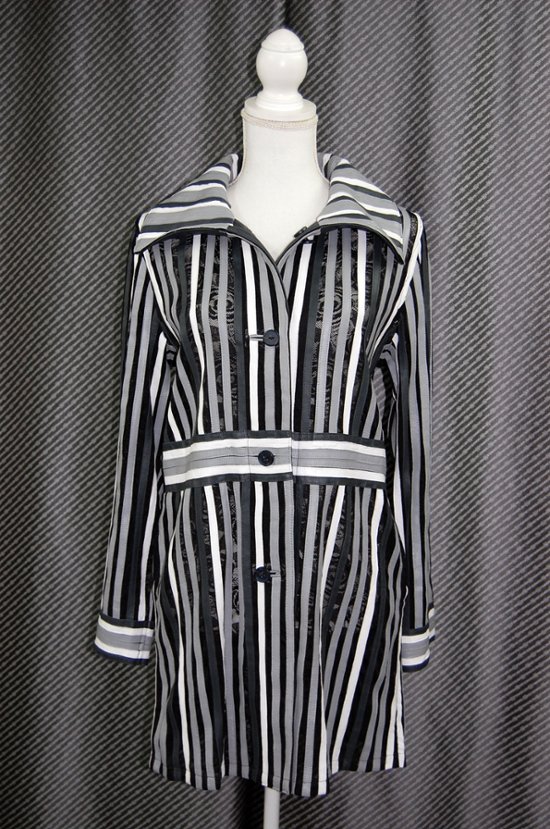 ラムレザー＆レース　リバーシブルロングジャケット画像