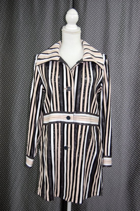 ラムレザー＆レース　リバーシブルロングジャケット画像