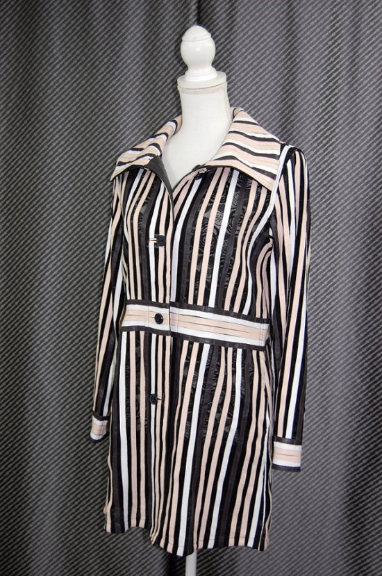 ラムレザー＆レース　リバーシブルロングジャケット画像