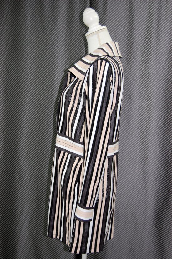 ラムレザー＆レース　リバーシブルロングジャケット画像