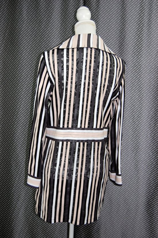 ラムレザー＆レース　リバーシブルロングジャケット画像