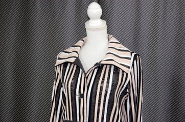 ラムレザー＆レース　リバーシブルロングジャケット画像