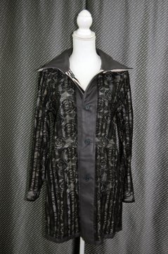 ラムレザー＆レース　リバーシブルロングジャケット画像