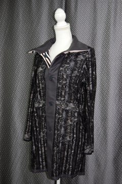 ラムレザー＆レース　リバーシブルロングジャケット画像