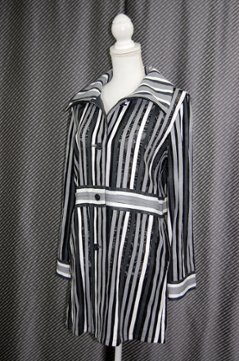 ラムレザー＆レース　リバーシブルロングジャケット画像