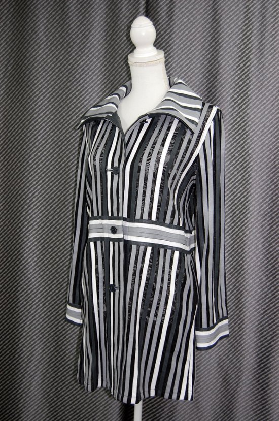 ラムレザー＆レース　リバーシブルロングジャケット画像