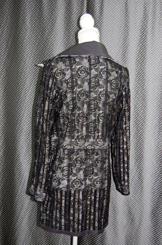 ラムレザー＆レース　リバーシブルロングジャケット画像