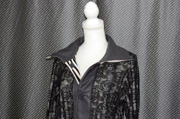 ラムレザー＆レース　リバーシブルロングジャケット画像