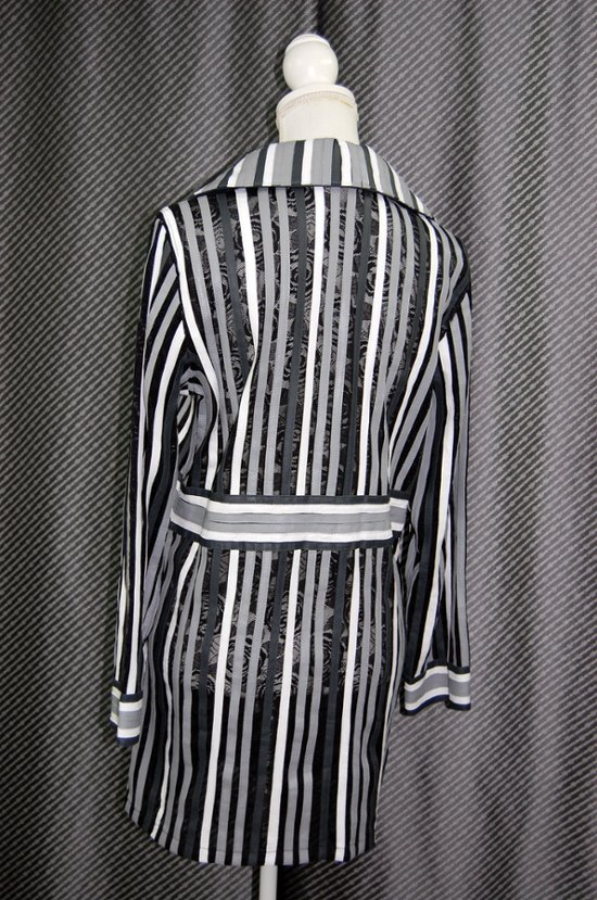 ラムレザー＆レース　リバーシブルロングジャケット画像