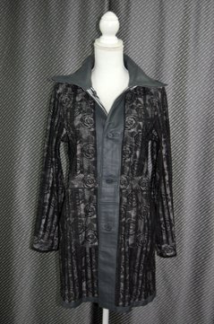 ラムレザー＆レース　リバーシブルロングジャケット画像