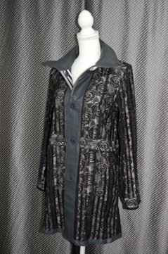 ラムレザー＆レース　リバーシブルロングジャケット画像