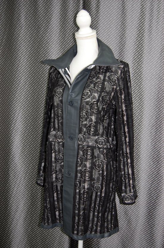 ラムレザー＆レース　リバーシブルロングジャケット画像