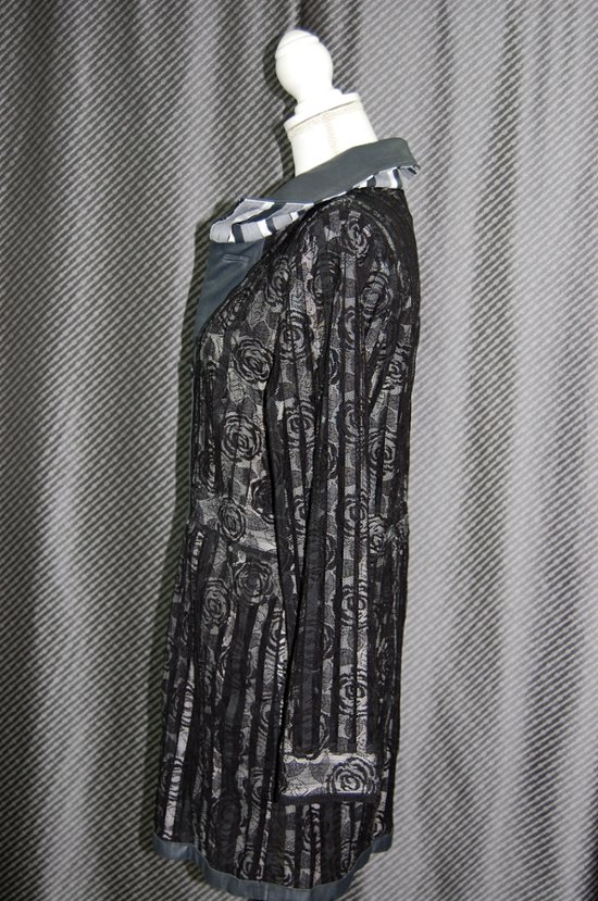 ラムレザー＆レース　リバーシブルロングジャケット画像