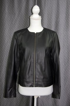 ラムレザー　ノーカラージャケットの画像